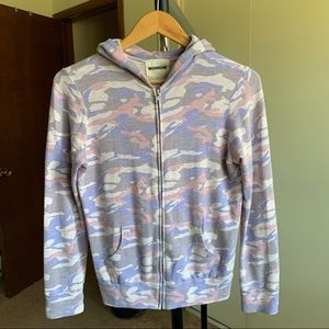 Monrow Camo Zip Hoodie Sweatshirt XS